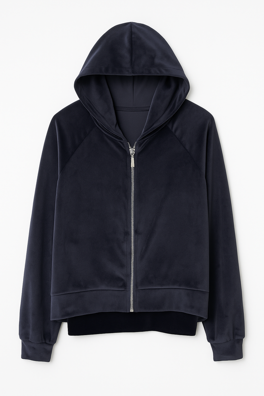 Velour Hoodie Front Zip