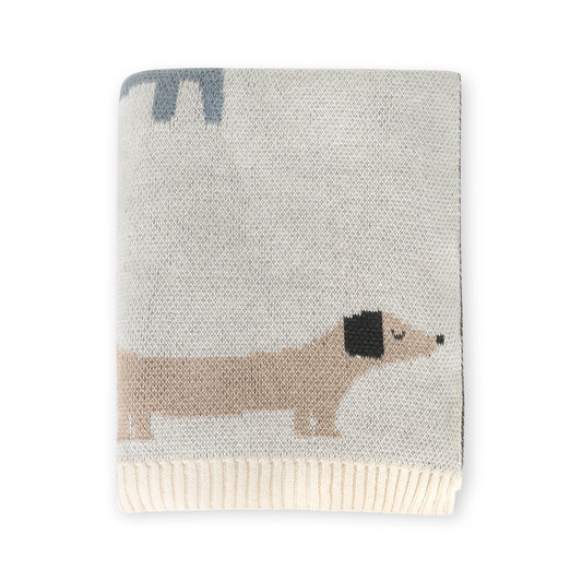 Buddy Dog Organic Cotton Jacquard Knit Baby Blanket