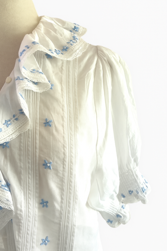 Blue Daisy Ruffle Top