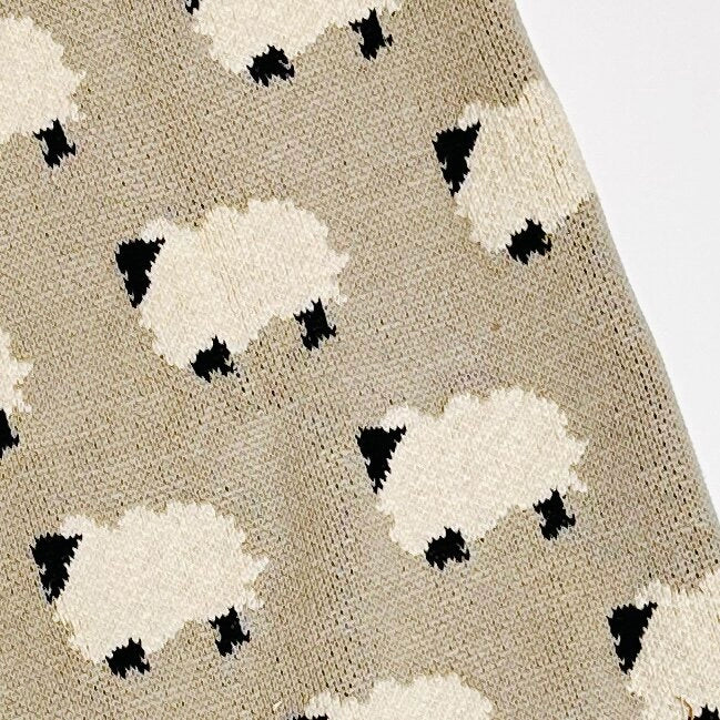 Furry Sheep Organic Cotton Jacquard Knit Baby Blanket