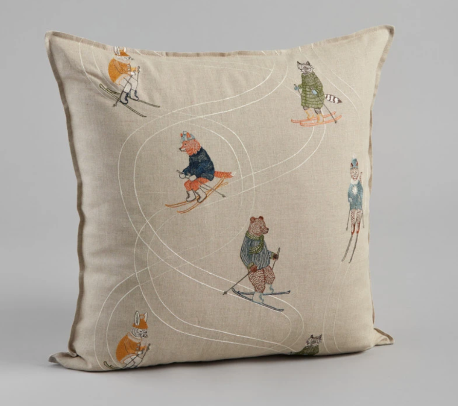 Downhill Skiers Pillow