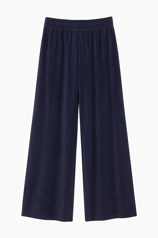 Plain Wide Leg Velour Pant