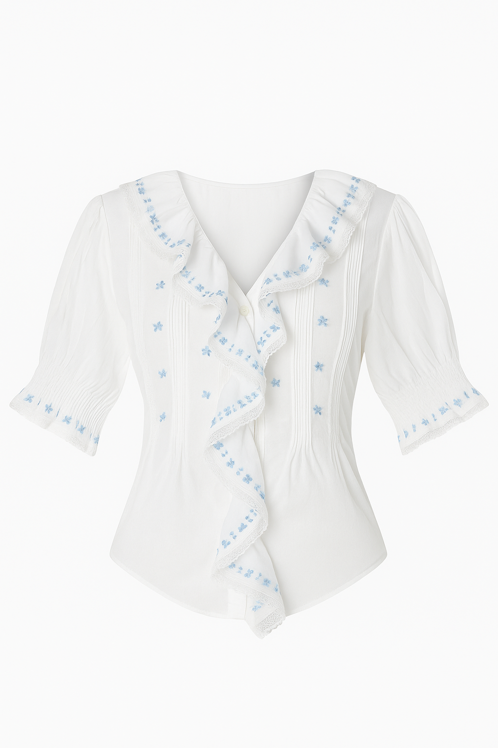 Blue Daisy Ruffle Top