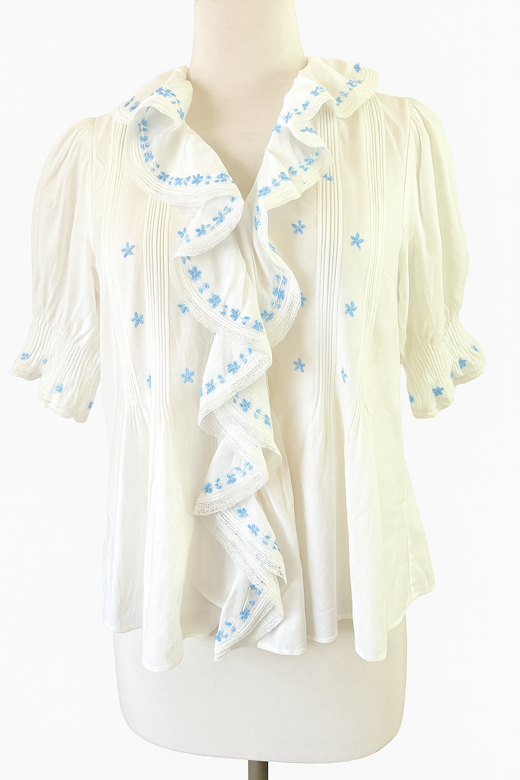 Blue Daisy Ruffle Top