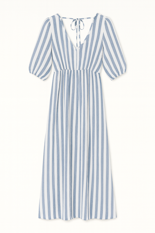 Gauze Back Tie Stripe Dress