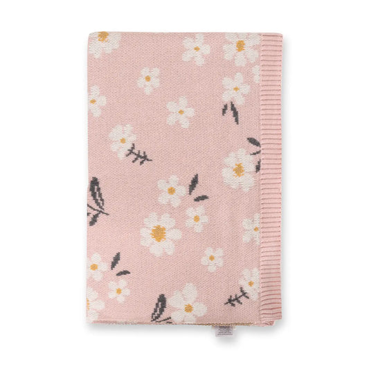Daisy Floral Organic Jacquard Knit Baby Blanket