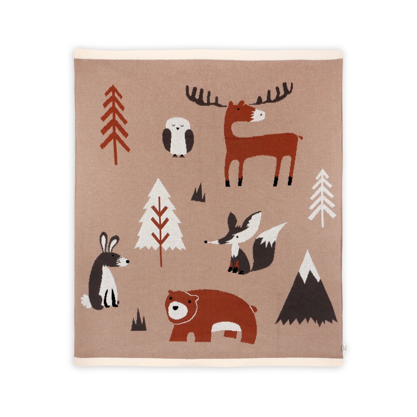 Woodland Bear Organic Cotton Jacquard Knit Baby Blanket