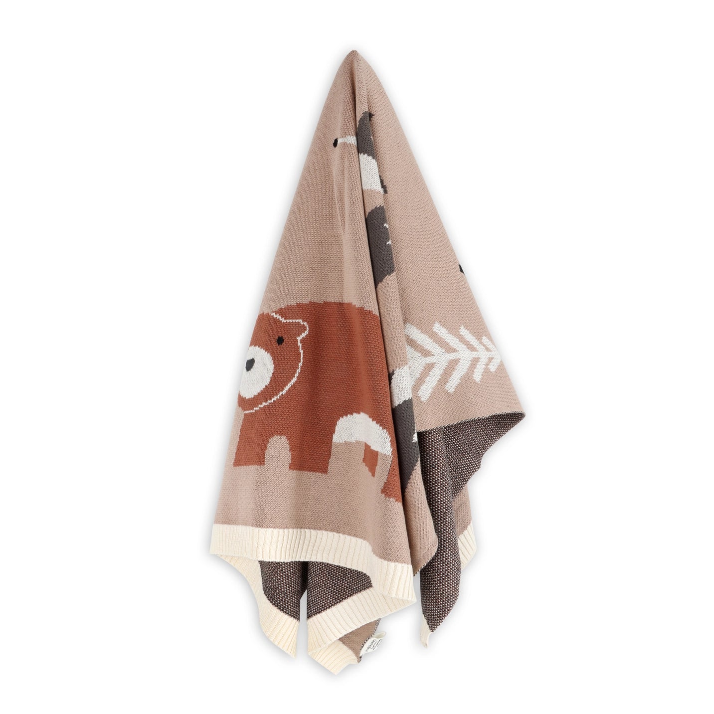 Woodland Bear Organic Cotton Jacquard Knit Baby Blanket