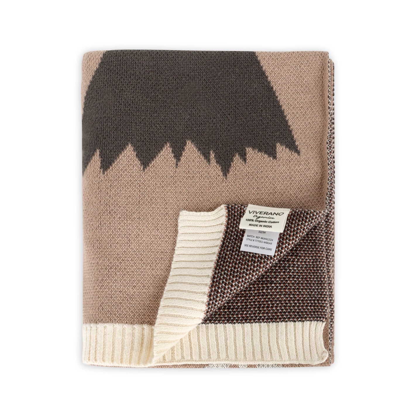 Woodland Bear Organic Cotton Jacquard Knit Baby Blanket