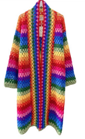 Rainbow World Crochet Cardigan