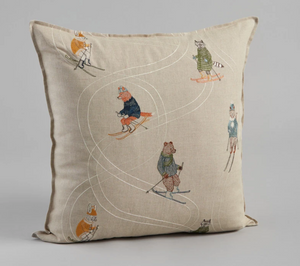 Downhill Skiers Pillow