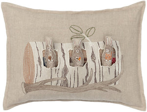 Aspen Log Bunnies Pocket Pillow